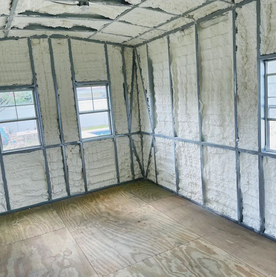 Closed-cell spray foam insulation applied to wall cavities in a residential project in Durango